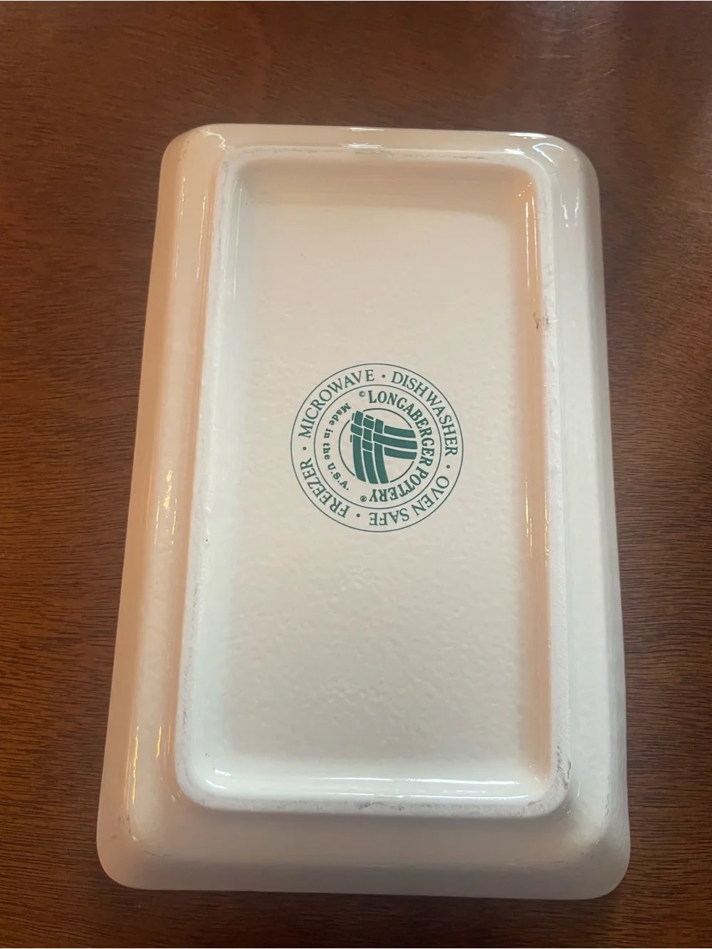 Longaberger Pottery Woven Traditions Ivory Rectangular Serving Tray 8.5